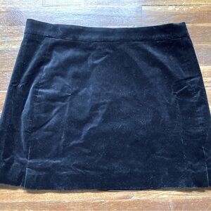 J Crew Black Velvet Stretch Mini Skirt 12 NWT